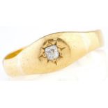 An Edwardian diamond ring, gypsy set in 18ct gold, 3.2g, size Q½