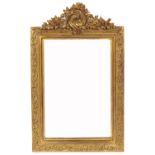 A giltwood and composition mirror with scroll cresting, probably French, late 19th c, 108cm h