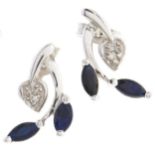 A pair of sapphire earrings, in white gold, by APM, maker's mark and 750, 1.4g