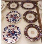 A set of six G.L Ashworth & Brothers cobalt ground Japan pattern plates and a dish en suite, late