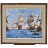 Montague Dawson (1890-1973) - The Battle of Trafalgar, reproduction printed in colour, signed by the