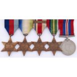 WWII 1939-1945 Star, Atlantic Star, Africa Star, North Africa 1942-43 clasp, Pacific Star and War