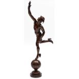 A bronze statuette of Mercury after Giambologna, early 20th c, rich mid brown patina dark in places,