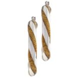 A pair of Italian white gold and gold and enamel hoop earrings, maker's mark and 750, 4g