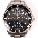 A Tag Heuer stainless steel wristwatch, Aquaracer chronograph, ref CAN1010/RMV6442 on case back,