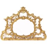 A giltwood overmantel mirror, in 18th c English rococo style, late 20th c, 162cm l