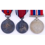 Metropolitan Police Coronation Medal 1911 PC D Fisher, Silver Jubilee Medal 1935 with printed