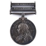 Queen's South Africa Medal, two clasps, Transvaal and South Africa 1902 5263 Pte J McFarlane