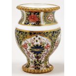 A Royal Crown Derby miniature Imari pattern vase, 1938, 63mm h, printed mark