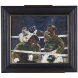 Gerald Fishon (Fl. 20th / 21st c) - Boxing Ring, signed and dated 92, oil on canvas, 48 x 58cm