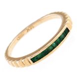 A calibre cut emerald ring, in gold marked 14k, 2.5g, size M½