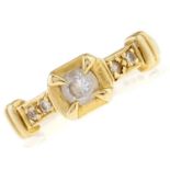 A white stone set gold ring, marked 750, 4.3g, size P