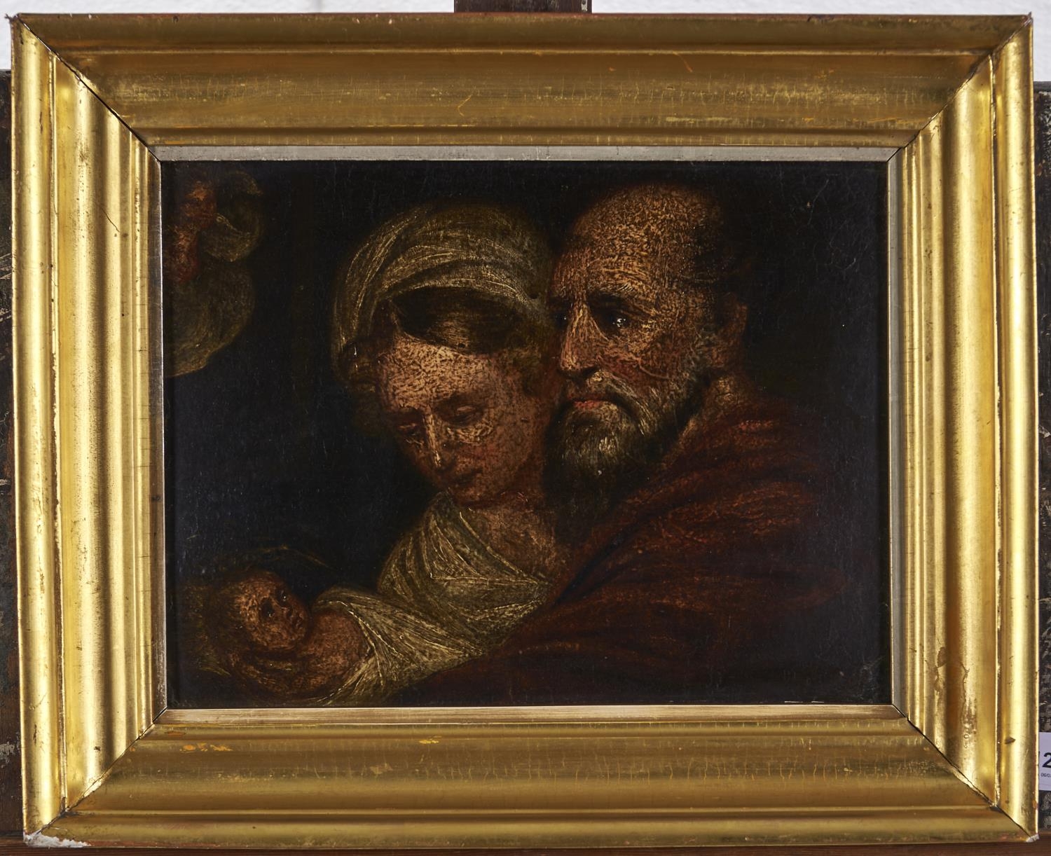 British (?) School, 19th c - The Holy Family, oil on board, 24.5 x 33cm