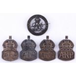 WWI Silver War Badge 179365 and WWII ARP silver badge, hallmarked 1938 or 1939 (4) (5)