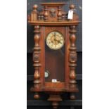 A walnut Vienna wall clock, c1900, pendulum, 37cm h