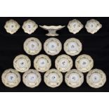 A Copeland and Garrett yellow ground bone china dessert service, 1833-1838, painted with flowers and