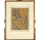 British (?) School, early 20th c - A Faun, mixed media on coloured paper, 24.5 x 19cm