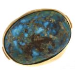 A turquoise matrix ring, in gold, unmarked, 15.4g, size N