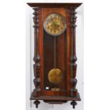 A walnut Vienna wall clock, c1910, pendulum, 91cm h