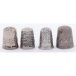 Four English silver thimbles, by various makers, Edwardian and later, 15dwts