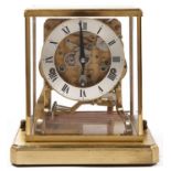 Schatz and Sohne, Germany - a brass cased four glass mantel clock, c1970, the visible movement