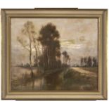 W Grey, late 19th / early 20th c - Silver Birches in a Watery Landscape, signed, oil on canvas, 47