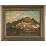 British School, mid 19th c - Nottingham Castle with Gordon's Wharf in the foreground, oil on canvas,