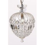 A glass bag chandelier, 20th c, 66cm h