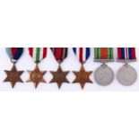 WWII Stars (4), Defence Medal and Victory Medal