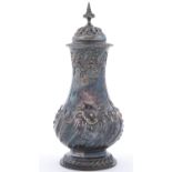 An Edwardian silver baluster sugar caster and cover, spirally lobed, 20cm h, Sheffield 1901, 8ozs