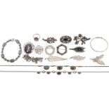 Miscellaneous silver jewellery, several hematite set, 125g Good condition