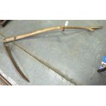 Rural Bygones. As ash handled scythe, first half 20th c, handle 151cm Blade worn and rusted