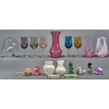 Miscellaneous ornamental coloured glassware, to include paperweights As a lot in good condition