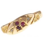 An Edwardian ruby and diamond ring, in 18ct gold, Birmingham 1903, 2.4g, size L Wear consistent with