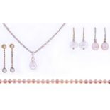 Two pairs of cultured pearl earrings,  a necklace and necklet, various sizes Good condition