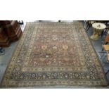 An antique Persian Bidjar carpet, late 19th/early 20th c, 540 x 410cm 20 x 15cm hole, extensive