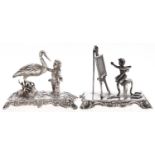 A German miniature silver model of Putto in the guise of an artist at his easel, 60mm h, import