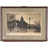 By and after Frederick William Goolden (1871-1922) - Piccadilly Manchester, 1909, etching, signed by