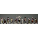 A Samson monkey band, 20th c, after the Meissen models, conductor 20cm h (11) Flautist lacking