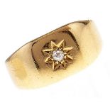 A Victorian diamond ring, gypsy set, in 18ct gold, marks rubbed, c1900, 3.9g, size P Wear consistent