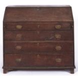 A George III mahogany bureau, early 19th c, 111cm h; 54 x 122cm Dusty / dirty and somewhat heavily