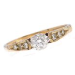 A diamond ring, in 9ct gold, marks rubbed, 1.7g, size J Good condition