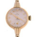 A Smith's  9ct gold lady's gold wristwatch, Deluxe, 21mm, Chester 1955, on 9ct gold Brazilian mesh