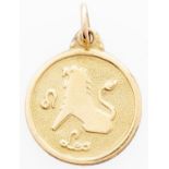 A gold Leo pendant, 3.5g Good condition