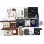 A quantity of Timex and other gentleman's wristwatches, costume jewellery, etc