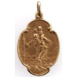 A gold St Christopher pendant, marked 9ct, 4.3g Good condition