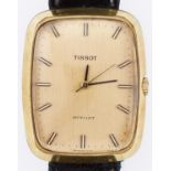 A Tissot gold plated wristwatch, Stylist, 33 x 41mm, c1975 Working but with signs of wear from age