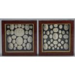 Fifty nine plaster casts of classical and later engraved gems,  in pair of modern yew veneered box