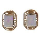 A pair of synthetic opal earrings, in gold marked 14k, 4.1g Good condition