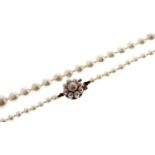 A cultured pearl necklace, 9ct clasp Good condition